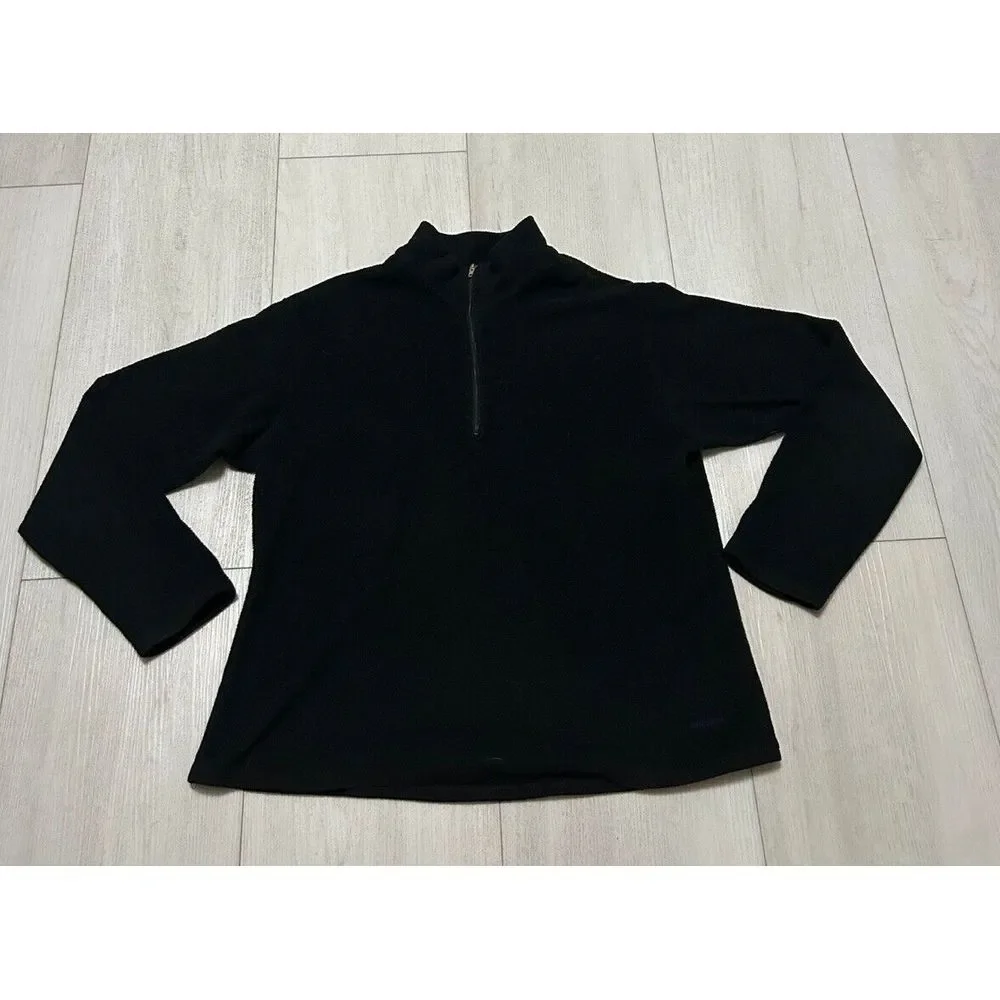 Patagonia Capilene‎ 1/4 Zip Fleece Black Women's Sz M Warm Base Layer Vintage